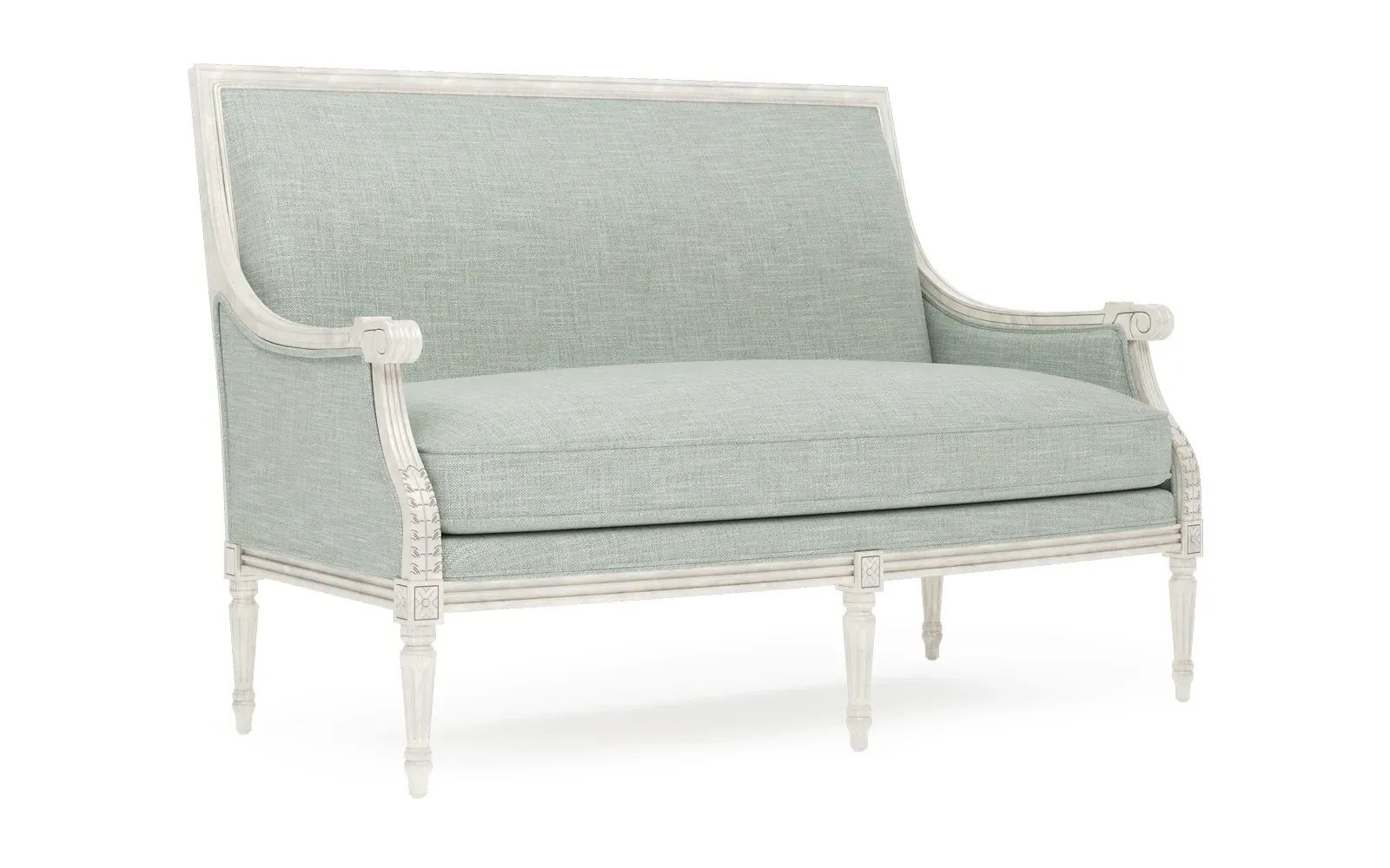 Juliette Textured Weave Settee - Spring Blue, Hardwood