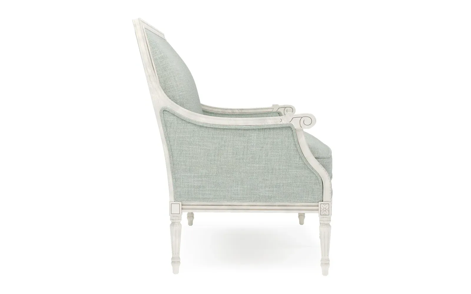 Juliette Textured Weave Settee - Spring Blue, Hardwood