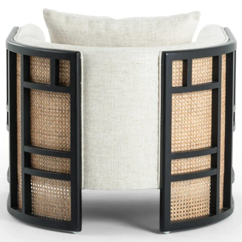 Jun Cushioned Arm Chair - Cream, Parawood