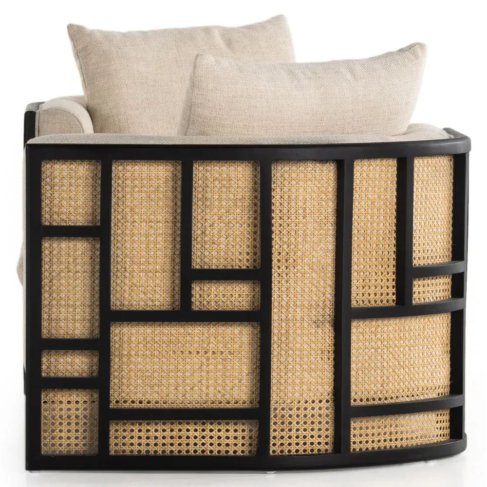 Jun Woven Cane Chaise Lounge - Cream, Parawood