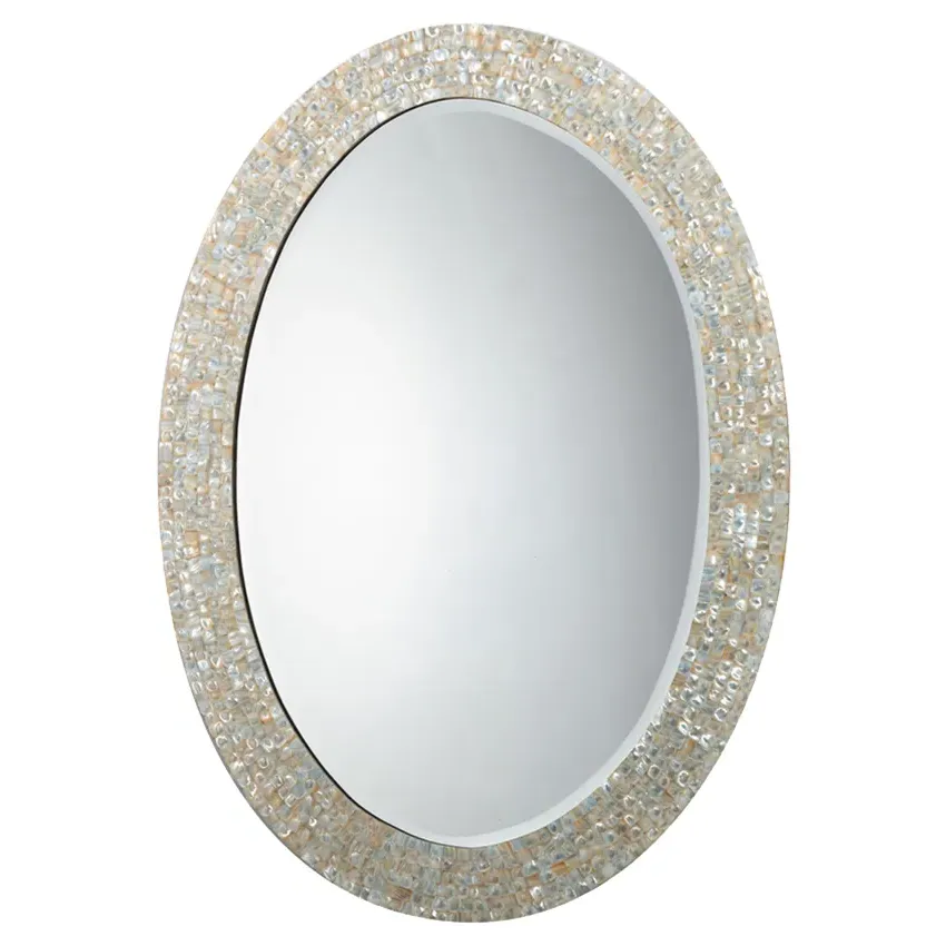 June Oval Wall Mirror - Ivory, Mother of Pearl image