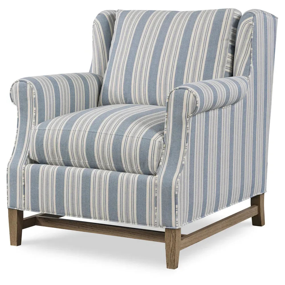 June Striped Arm Chair - Blue, Cotton