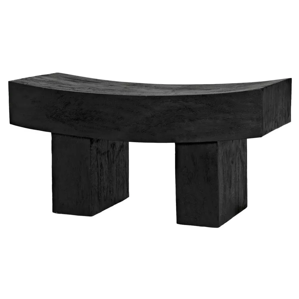 Junel Curved Stool - Black, Munggur Wood