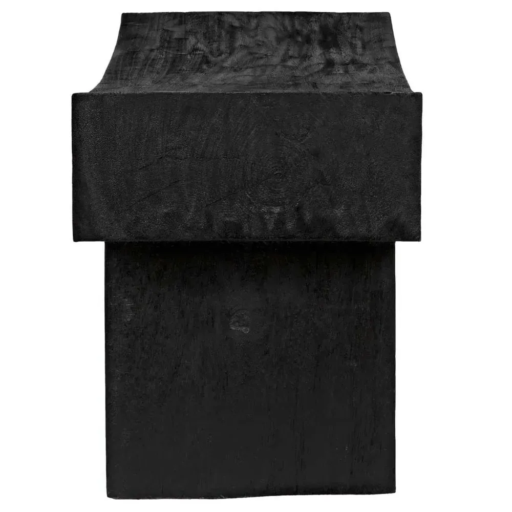 Junel Curved Stool - Black, Munggur Wood