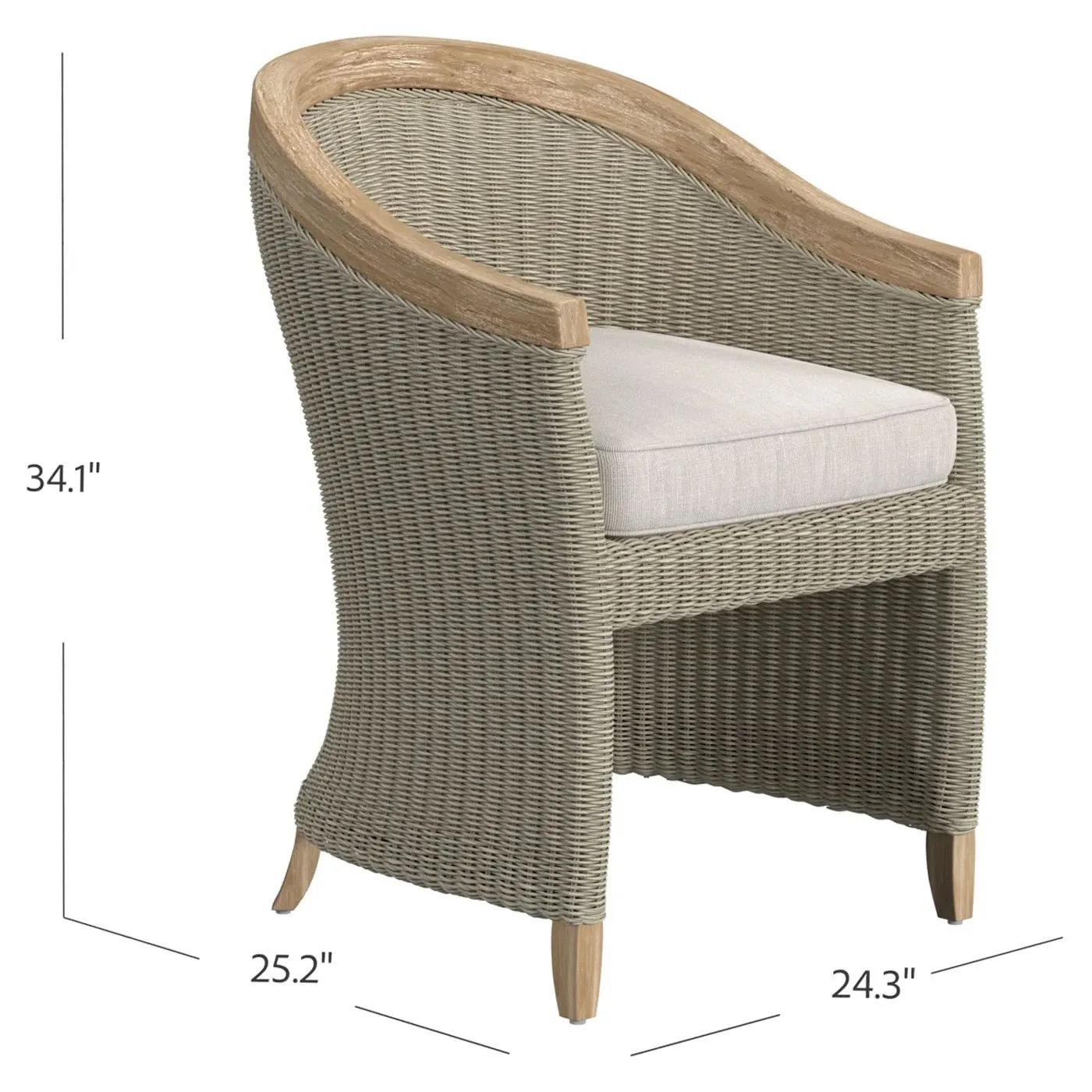 Junia Outdoor Dining Arm Chair - Beige, Teak