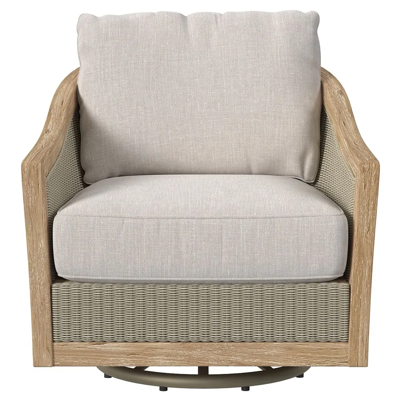 Junia Outdoor Swivel Club Chair - Beige, Teak