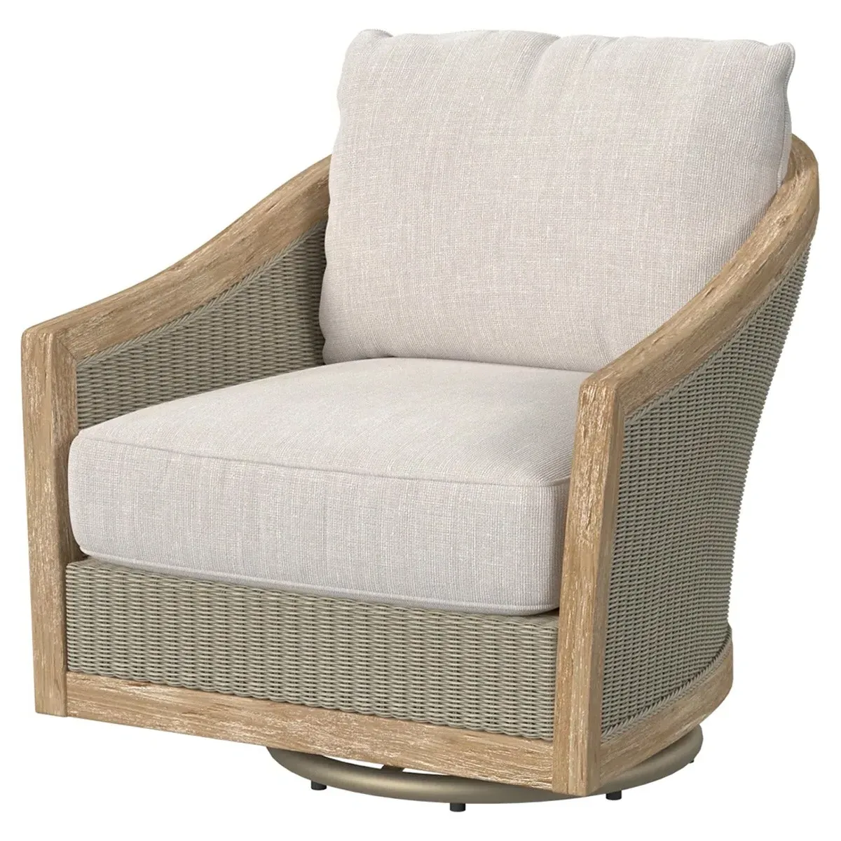 Junia Outdoor Swivel Club Chair - Beige, Teak