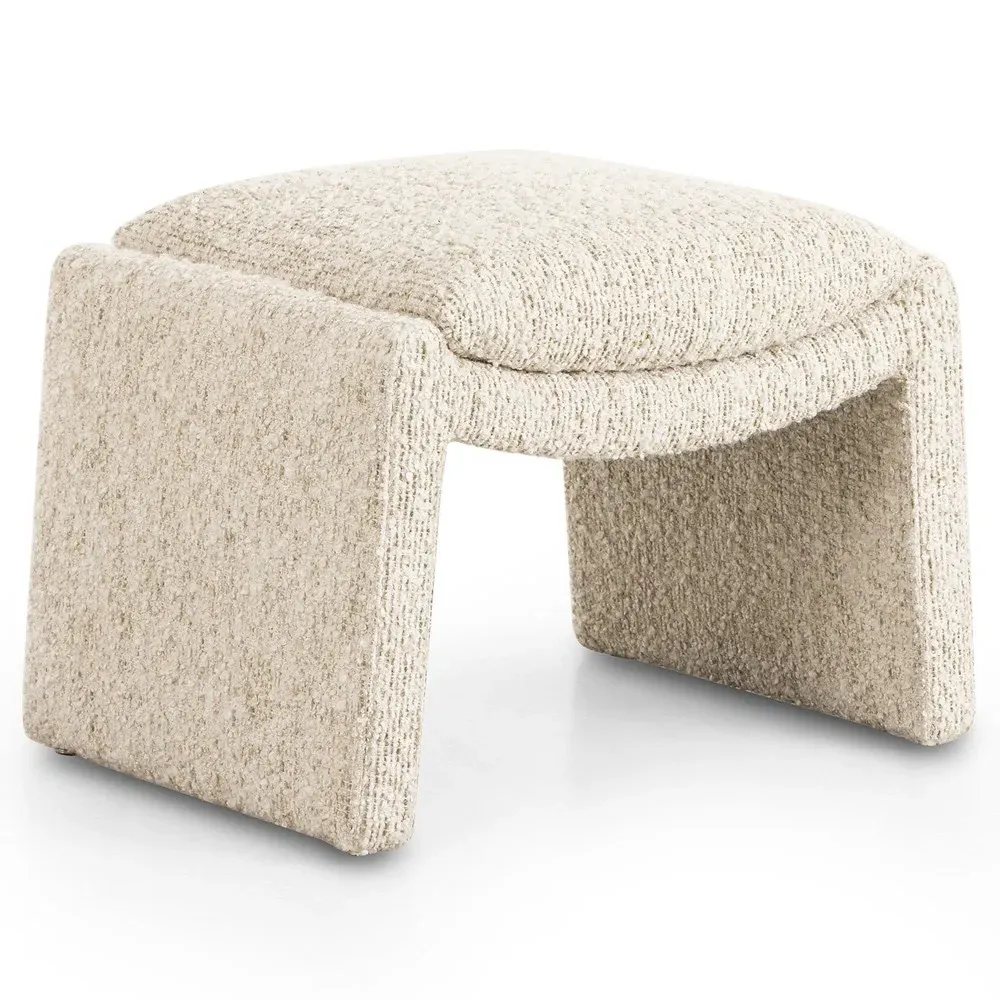 Juniper Rectangular Ottoman - Cream, Boucle