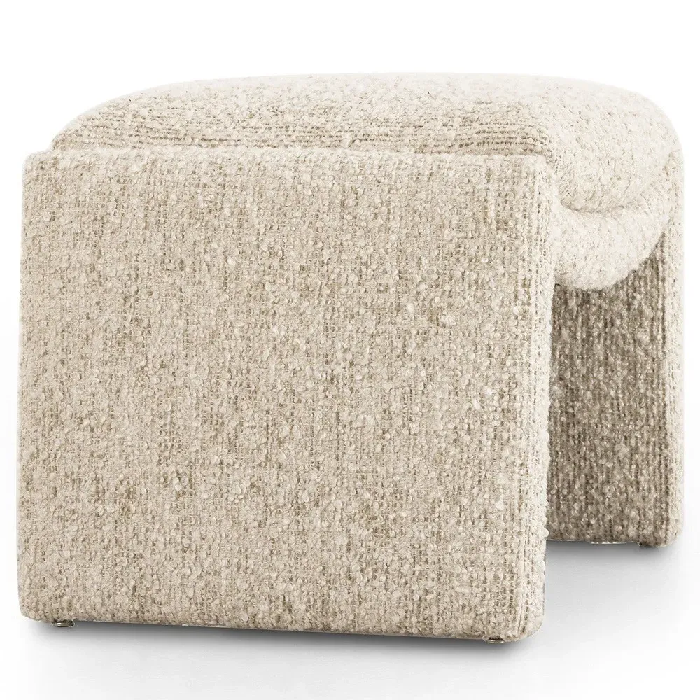 Juniper Rectangular Ottoman - Cream, Boucle