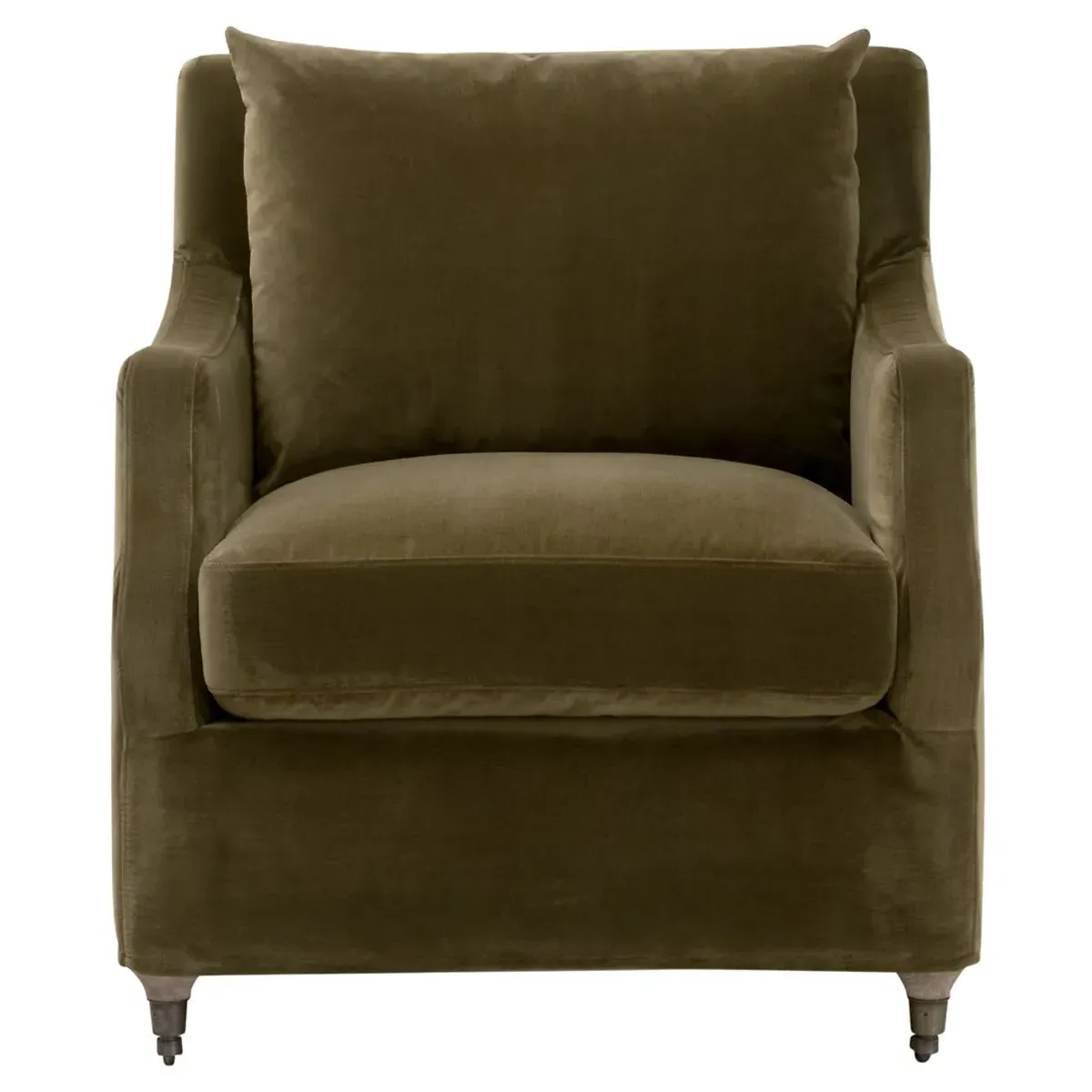 Junot Club Arm Chair - Olive, Velvet