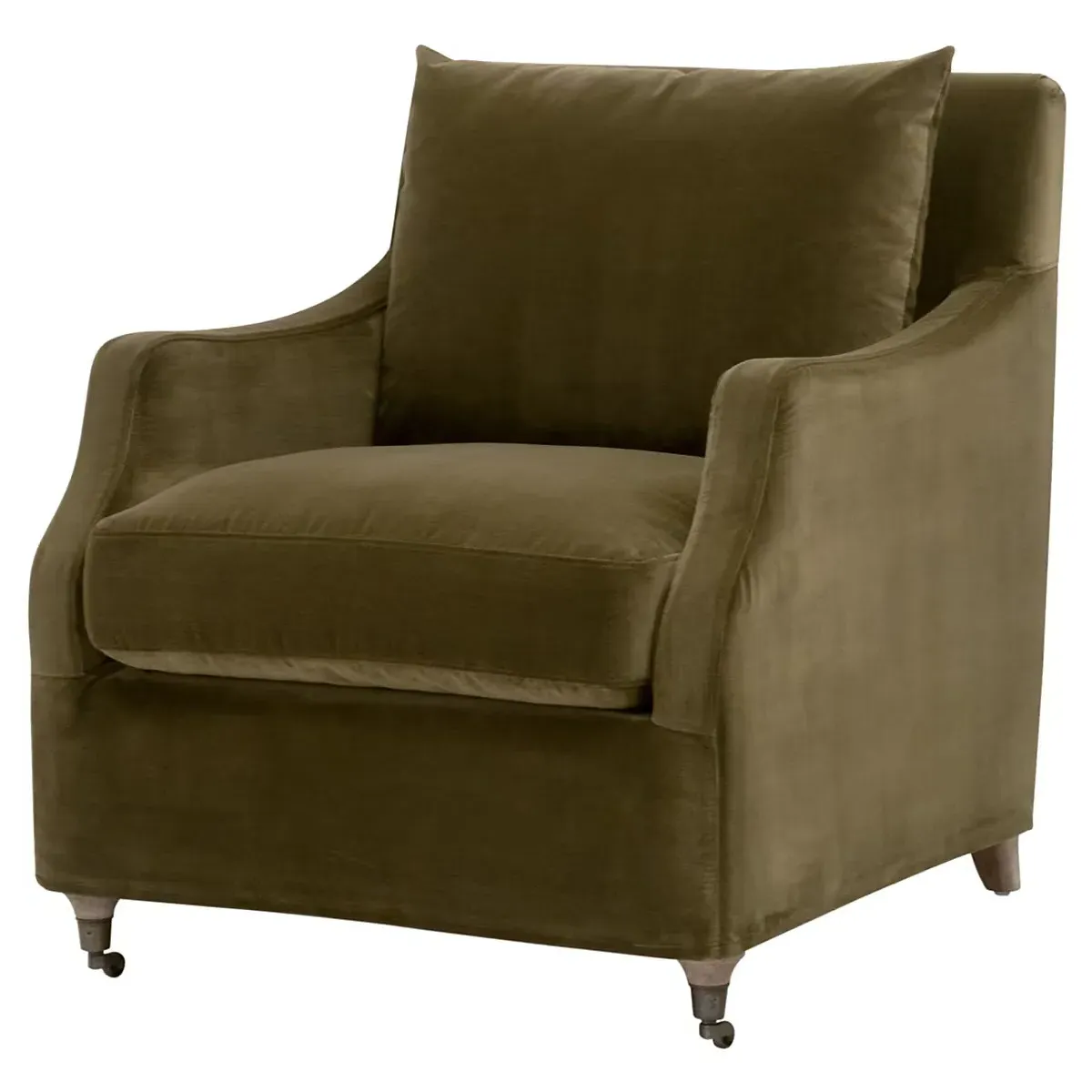 Junot Club Arm Chair - Olive, Velvet image