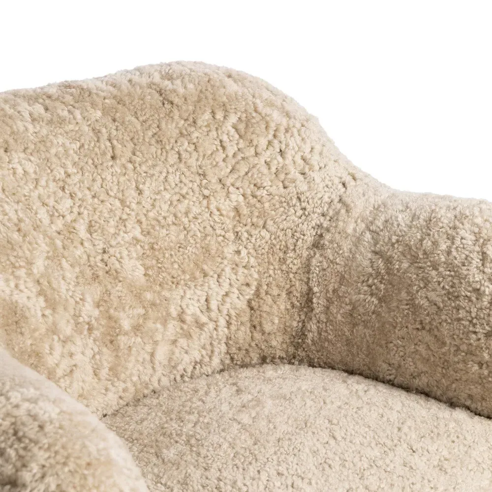 Justine Swivel Barrel Chair - Beige Shearling