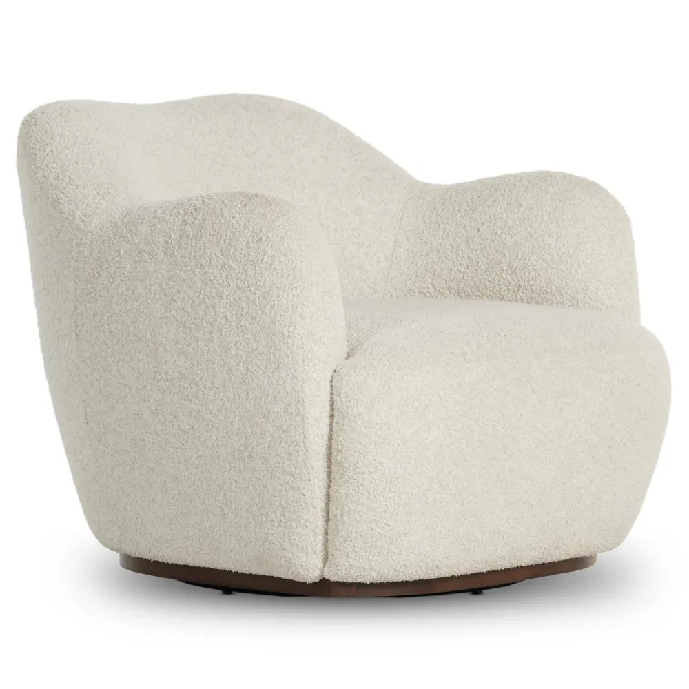 Justine Swivel Barrel Chair - Off White