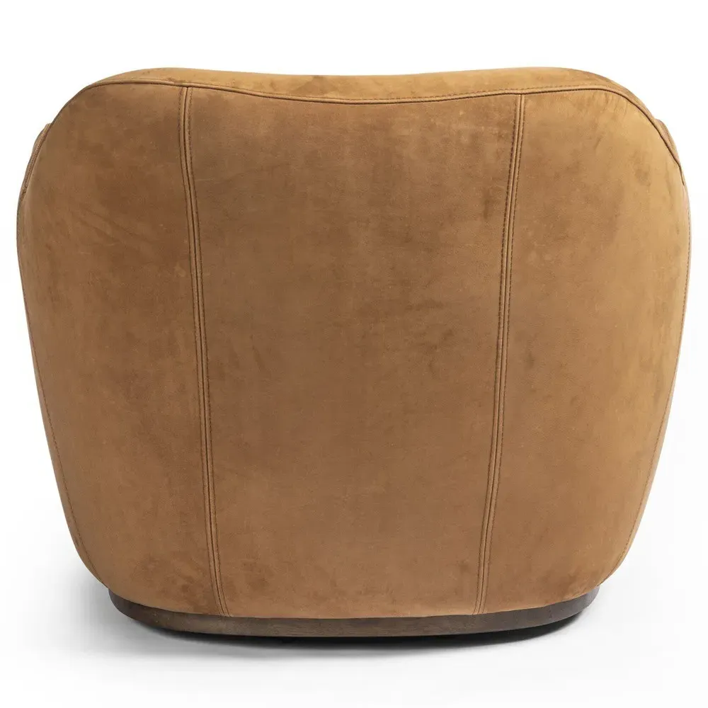 Justine Swivel Barrel Chair - Tan, Leather