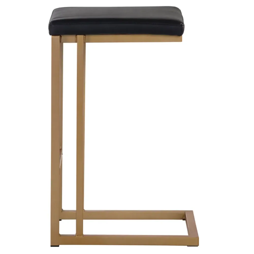 Kacie Counter Stool Set of 2 - Black, Faux Leather