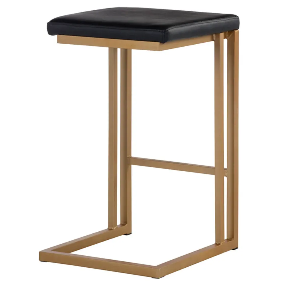 Kacie Counter Stool Set of 2 - Black, Faux Leather