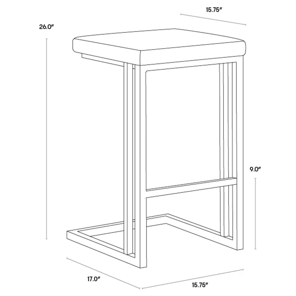 Kacie Counter Stool Set of 2 - Black, Faux Leather