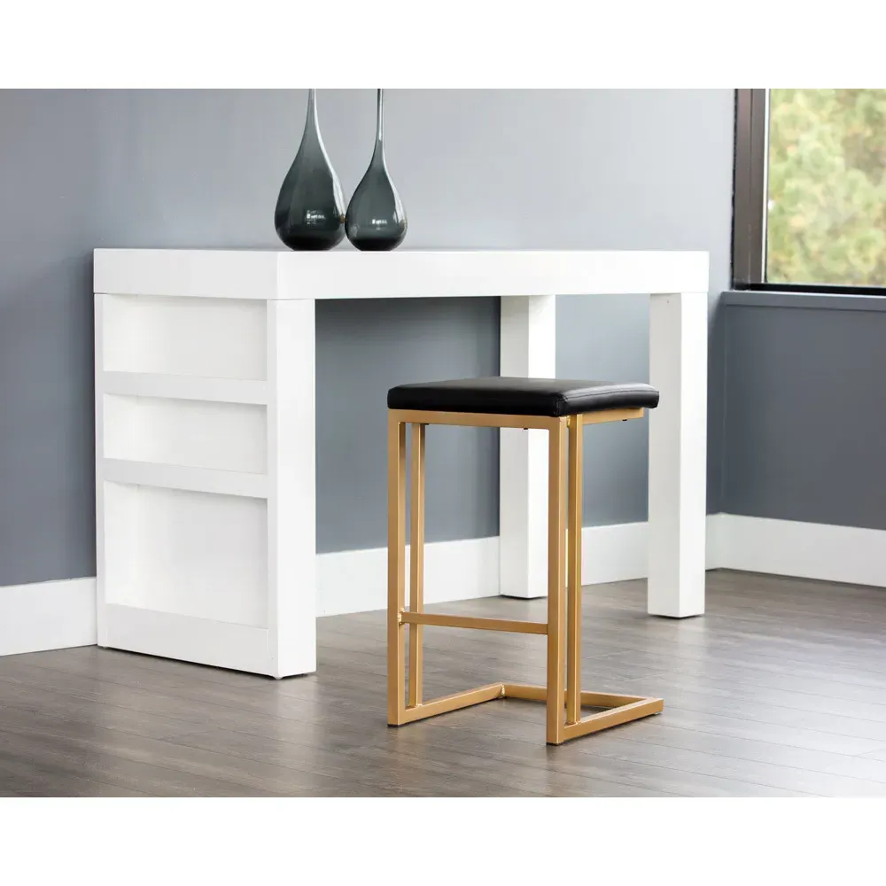 Kacie Counter Stool Set of 2 - Black, Faux Leather