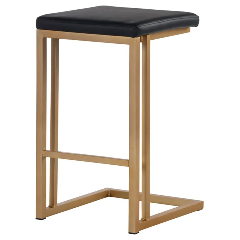 Kacie Counter Stool Set of 2 - Black, Faux Leather image