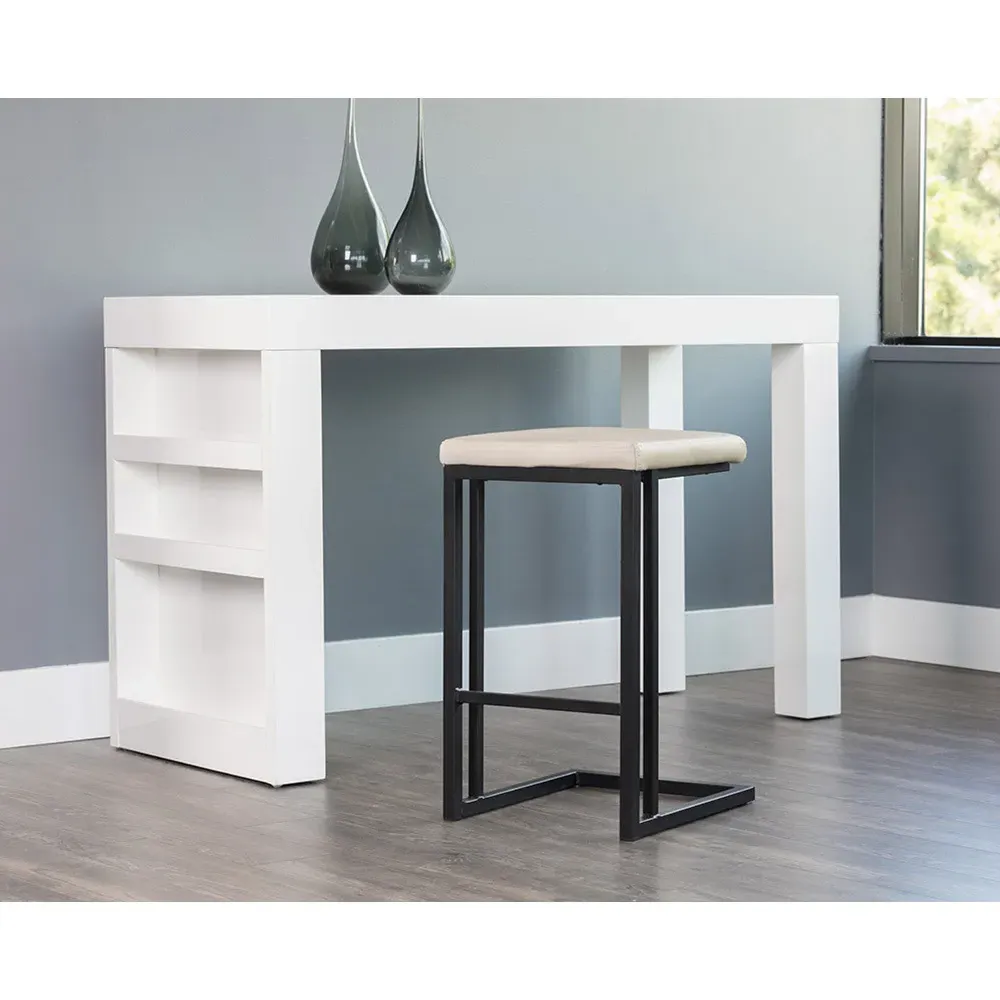 Kacie Counter Stool Set of 2 - Cream, Faux Leather