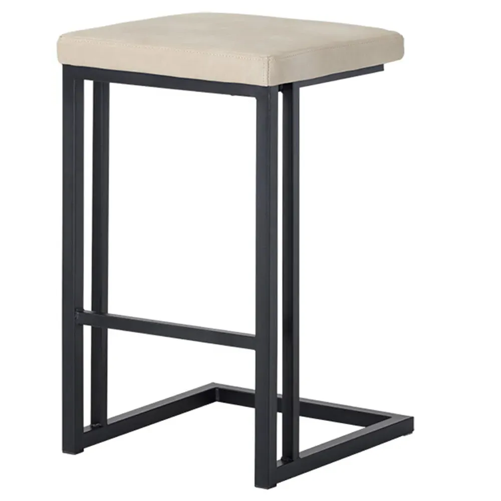 Kacie Counter Stool Set of 2 - Cream, Faux Leather