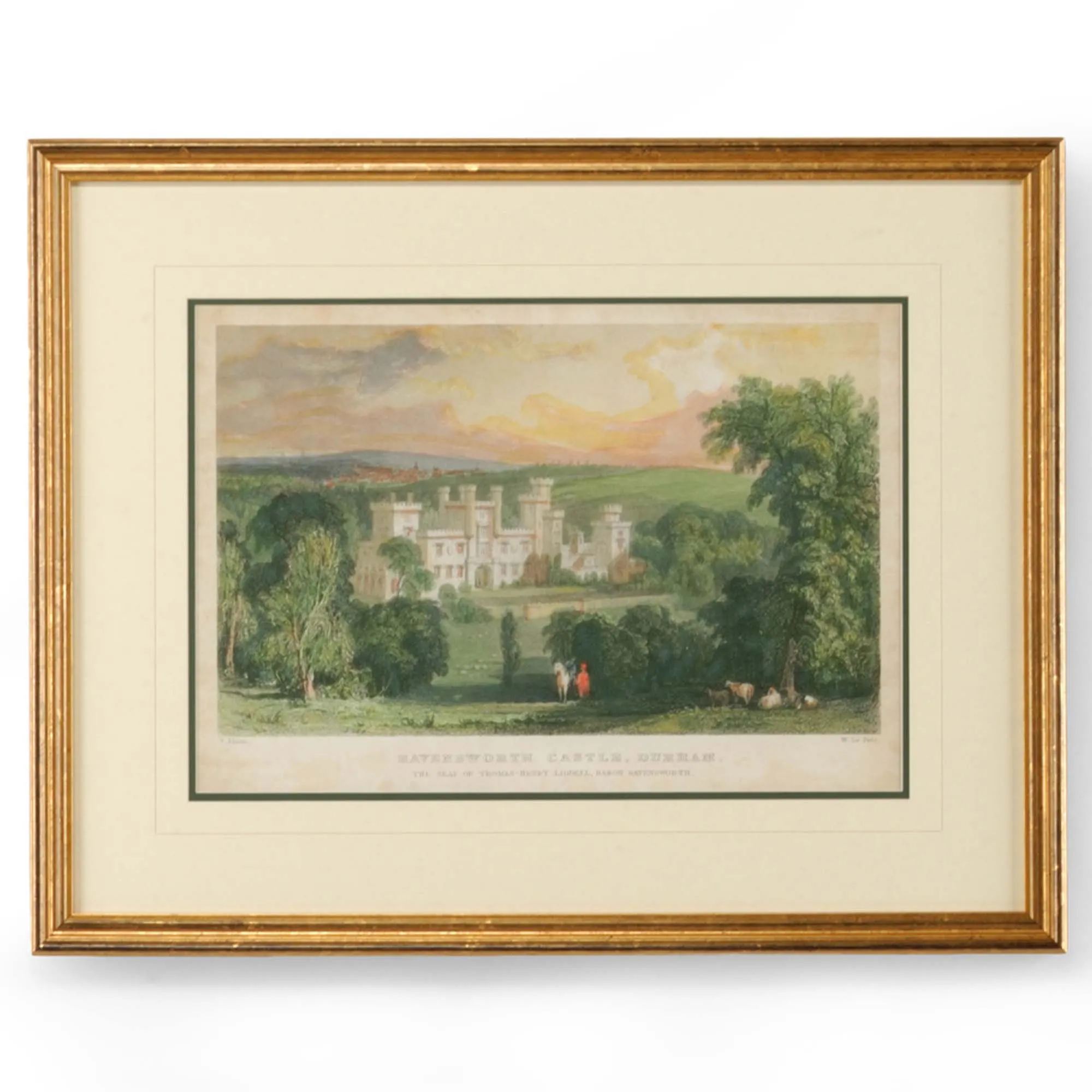 Kade Castle Landscape Gold Frame Illustration - Green image