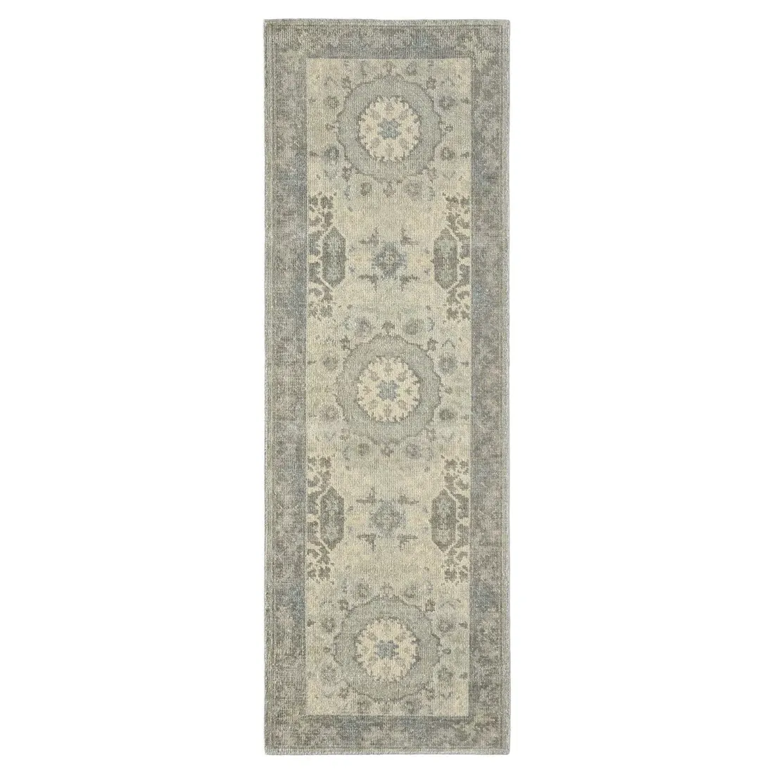 Kade Modify 2'6"x8' Medallion Patterned Hand Knotted Rug - Sage, Wool