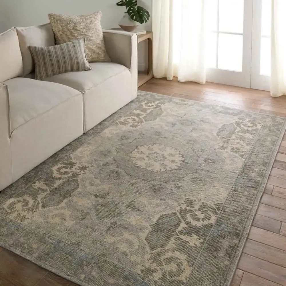 Kade Modify 9'x13' Medallion Patterned Hand Knotted Rug - Sage, Wool