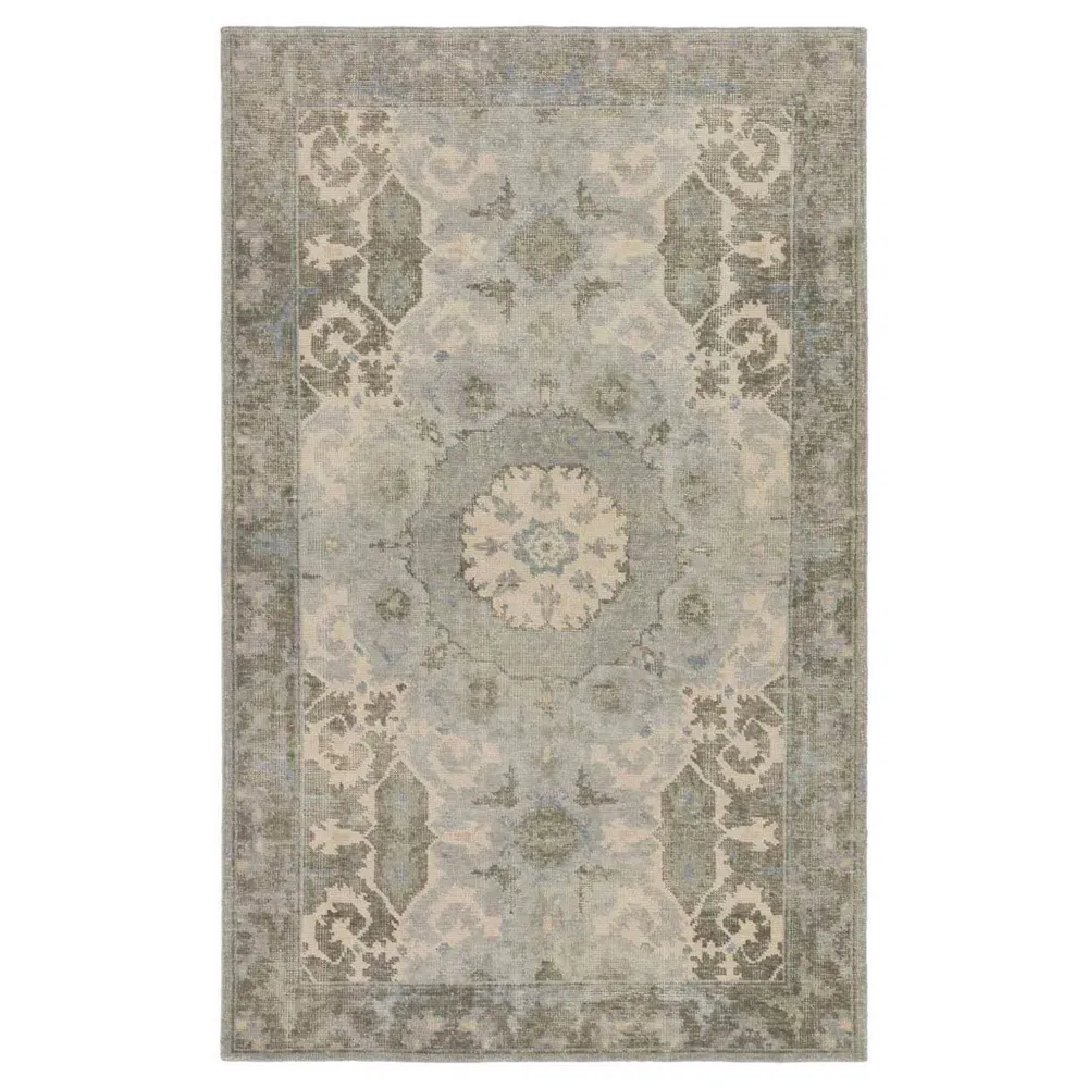 Kade Modify Sample Medallion Patterned Hand Knotted Rug - Sage, Wool