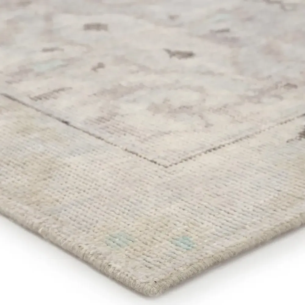 Kade Round Medallion Patterned Hand Knotted Rug - Grey, Wool