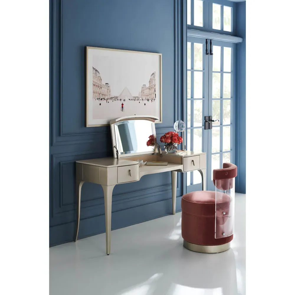 Kade Vanity Desk - Soft Silver, Hardwood