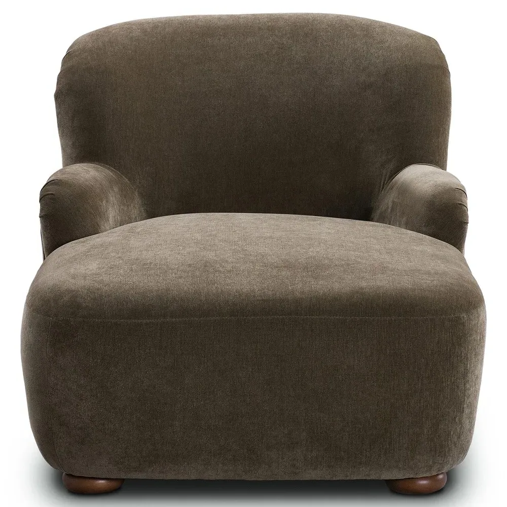 Kaden Chaise Lounge - Olive Green, Velvet