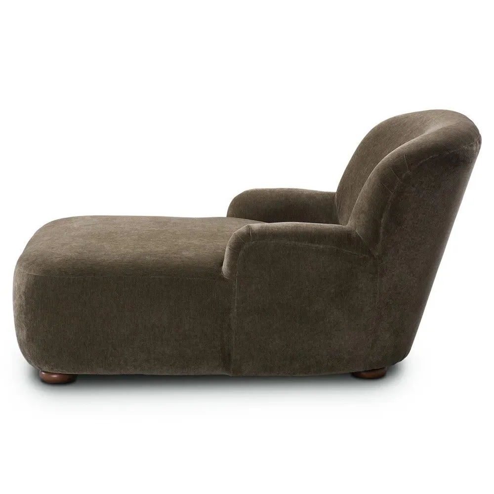 Kaden Chaise Lounge - Olive Green, Velvet