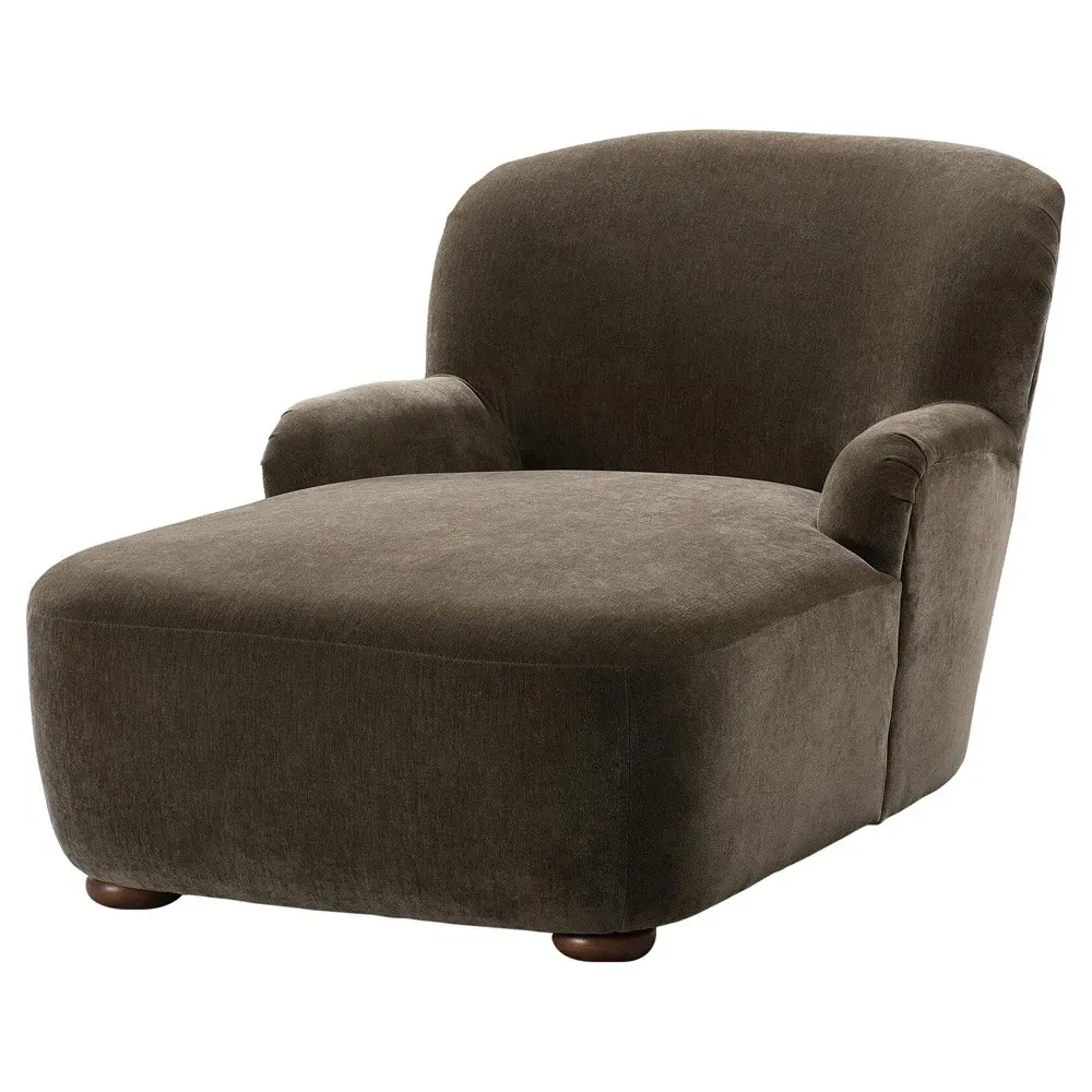 Kaden Chaise Lounge - Olive Green, Velvet image