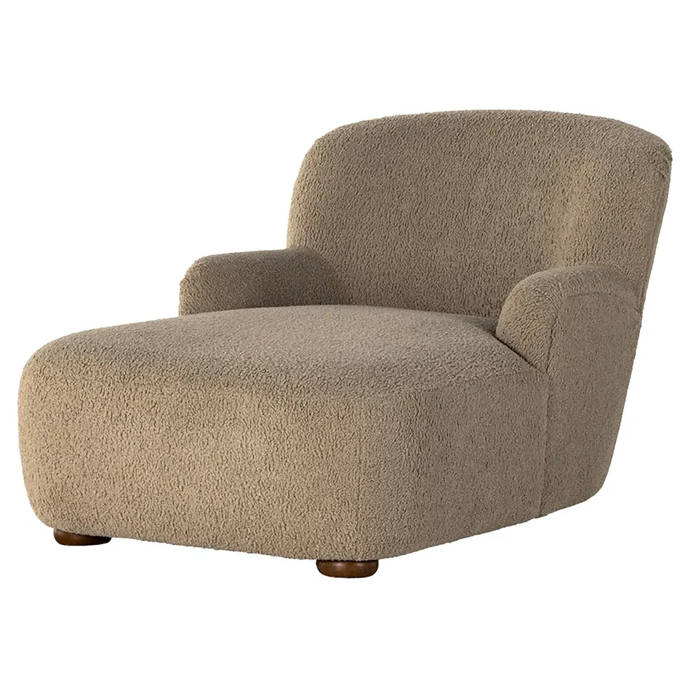 Kaden Upholstered Chaise Lounge - Brown, Boucle
