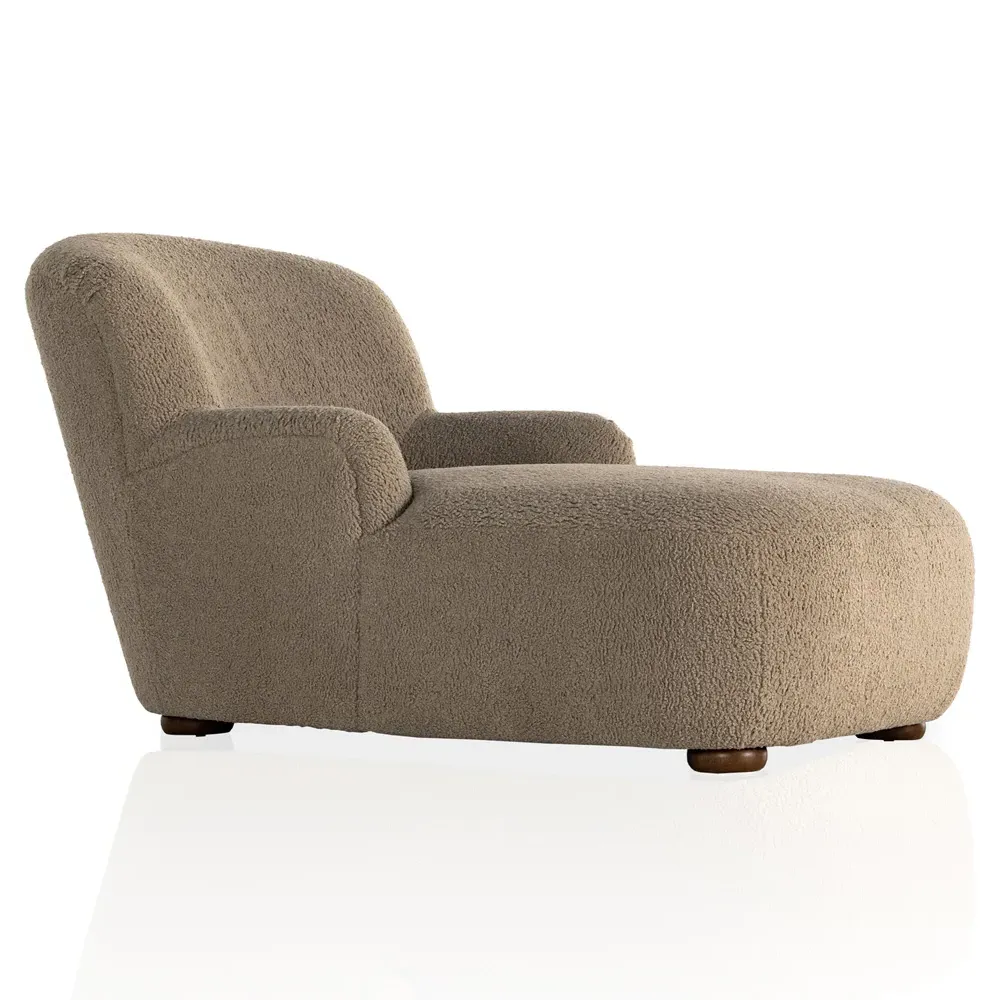 Kaden Upholstered Chaise Lounge - Brown, Boucle