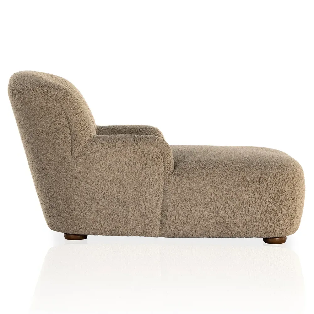 Kaden Upholstered Chaise Lounge - Brown, Boucle