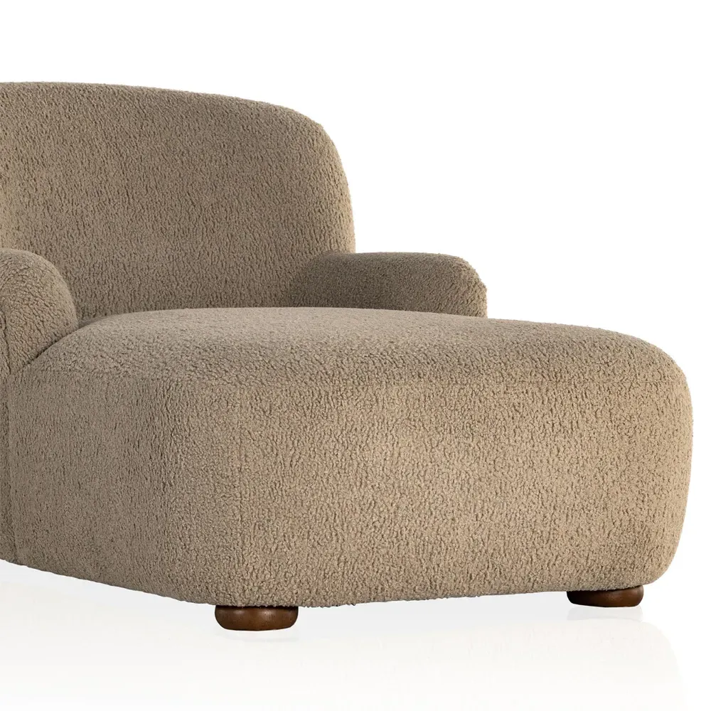 Kaden Upholstered Chaise Lounge - Brown, Boucle