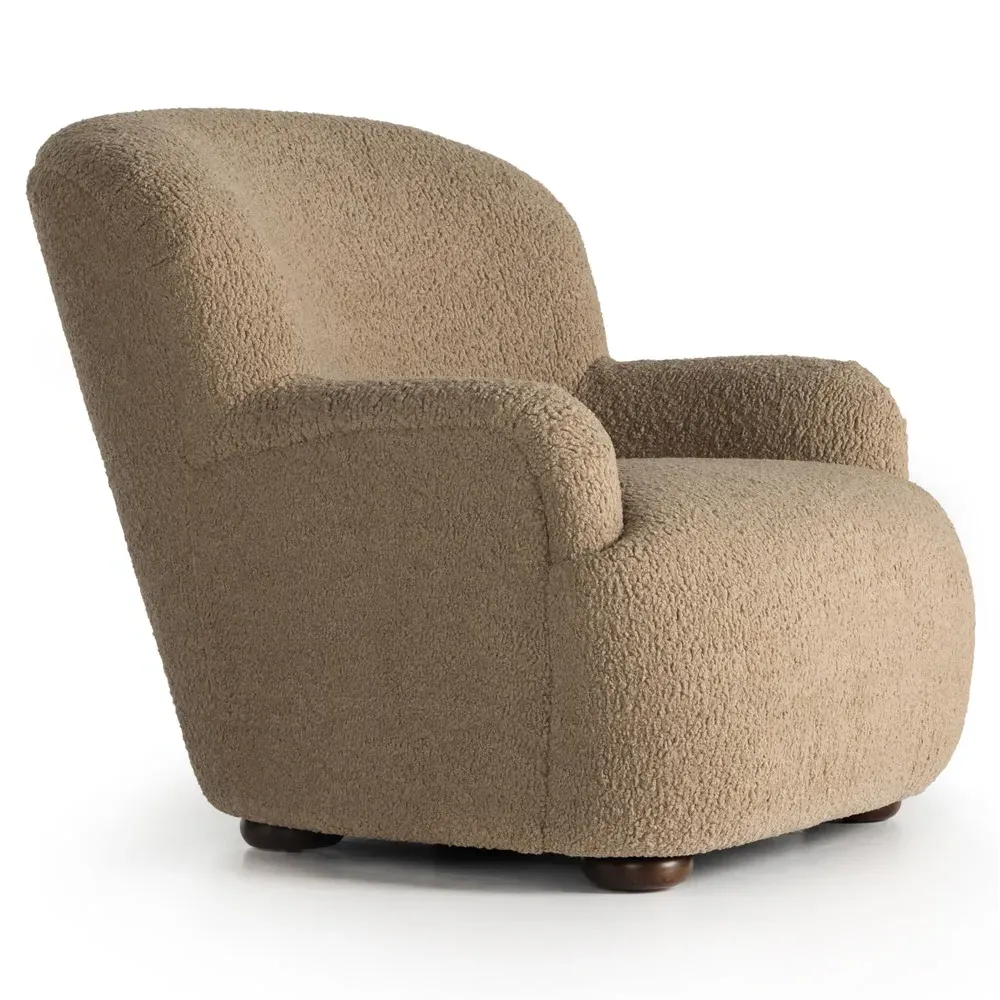 Kaden Wingback Arm Chair - Brown, Boucle