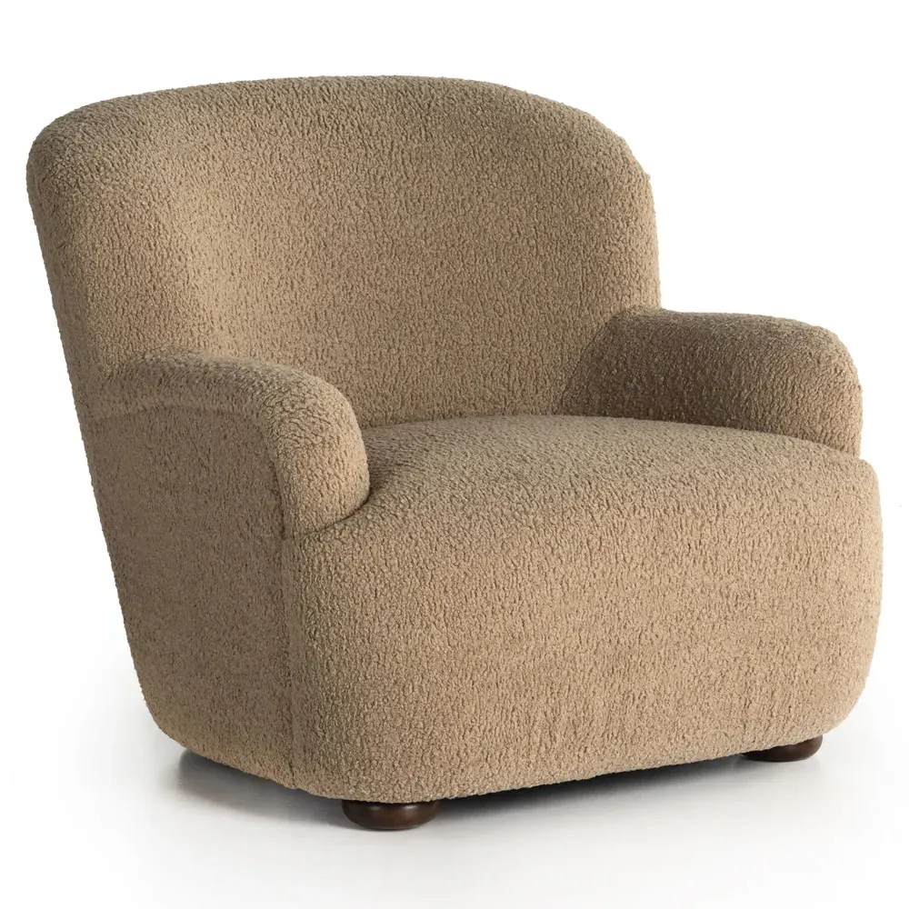 Kaden Wingback Arm Chair - Brown, Boucle