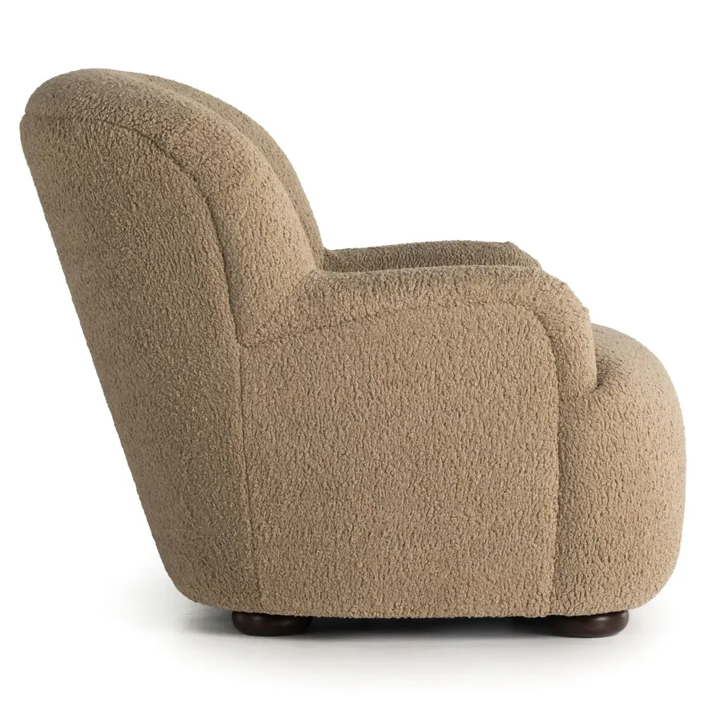 Kaden Wingback Arm Chair - Brown, Boucle