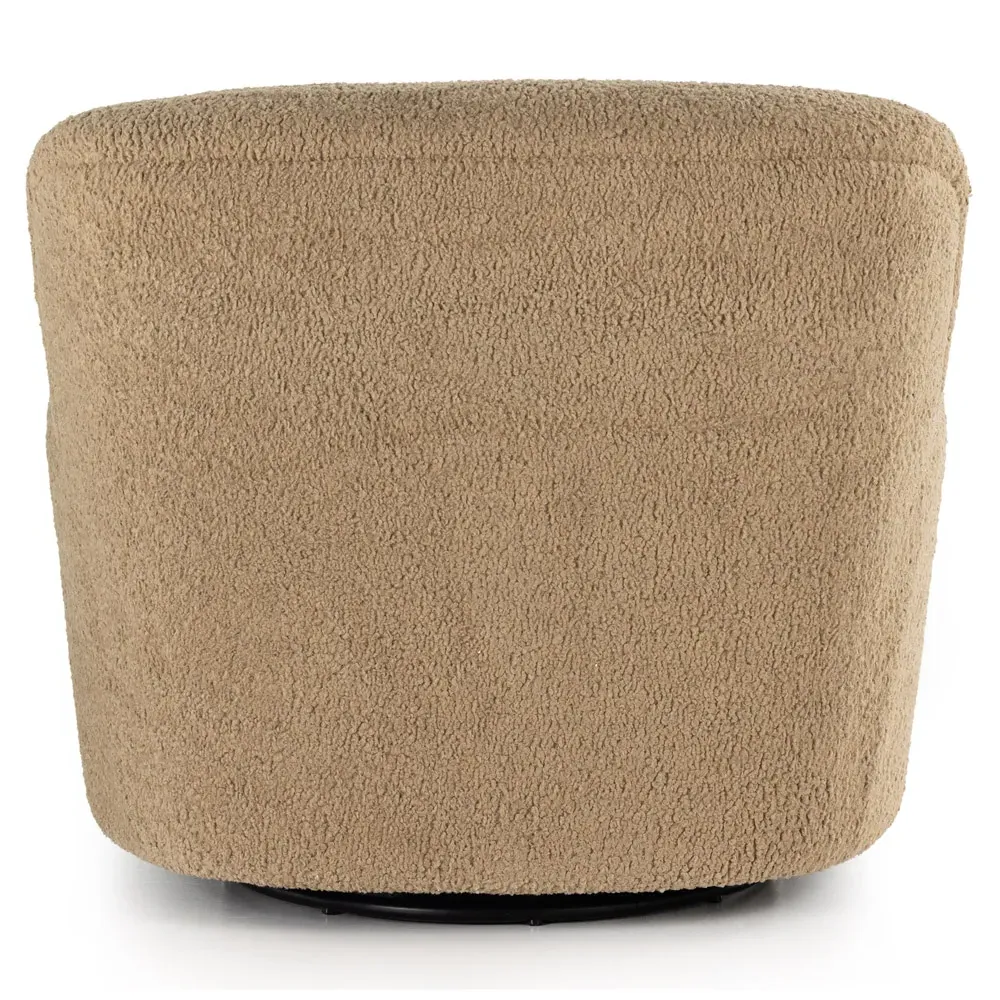 Kaden Wingback Swivel Arm Chair - Brown, Boucle