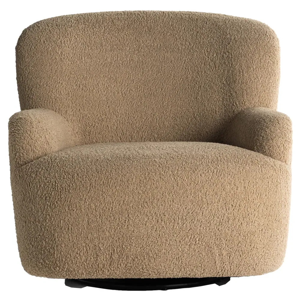 Kaden Wingback Swivel Arm Chair - Brown, Boucle