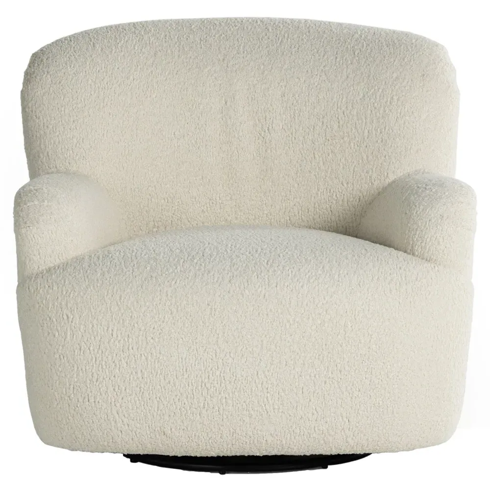 Kaden Wingback Swivel Arm Chair - Cream, Boucle