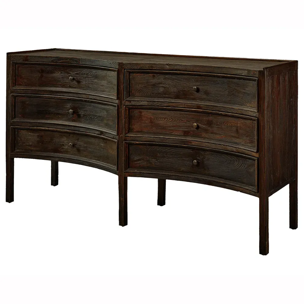 Kadence 6 Drawer Double Dresser - Charcoal Brown, Pine Wood
