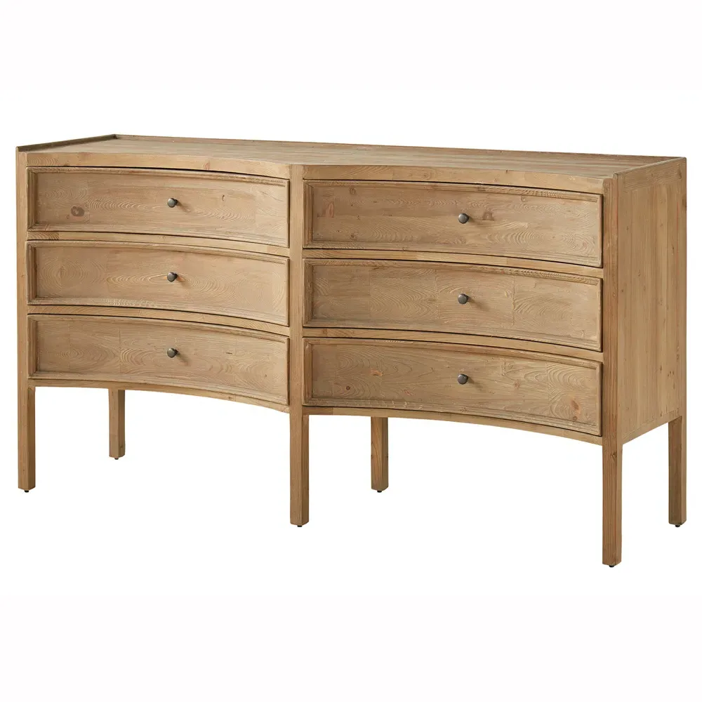 Kadence 6 Drawer Double Dresser - Natural Brown, Pine Wood