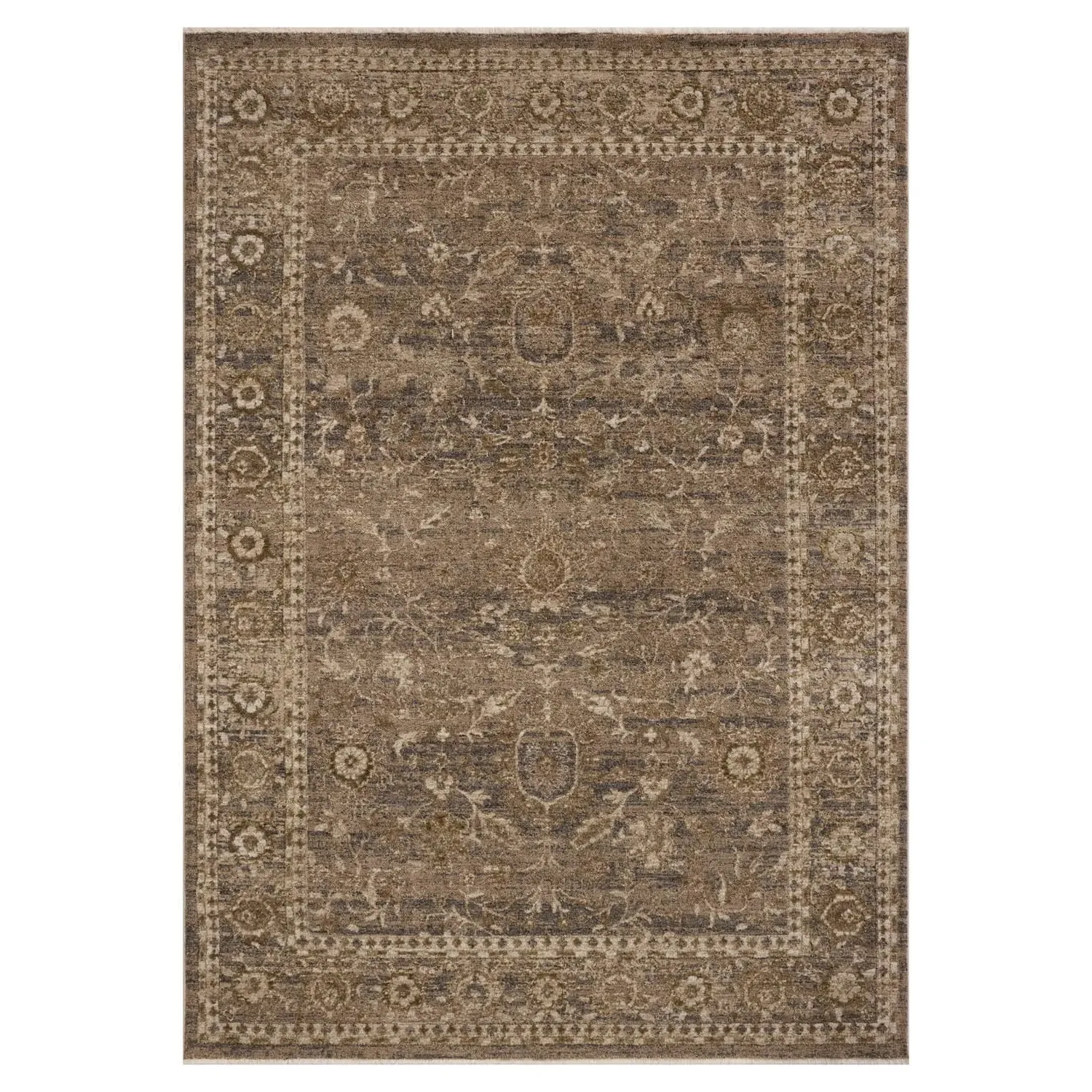 Kaelen Oushak Patterned Rug Sample - Brown, Polyester image