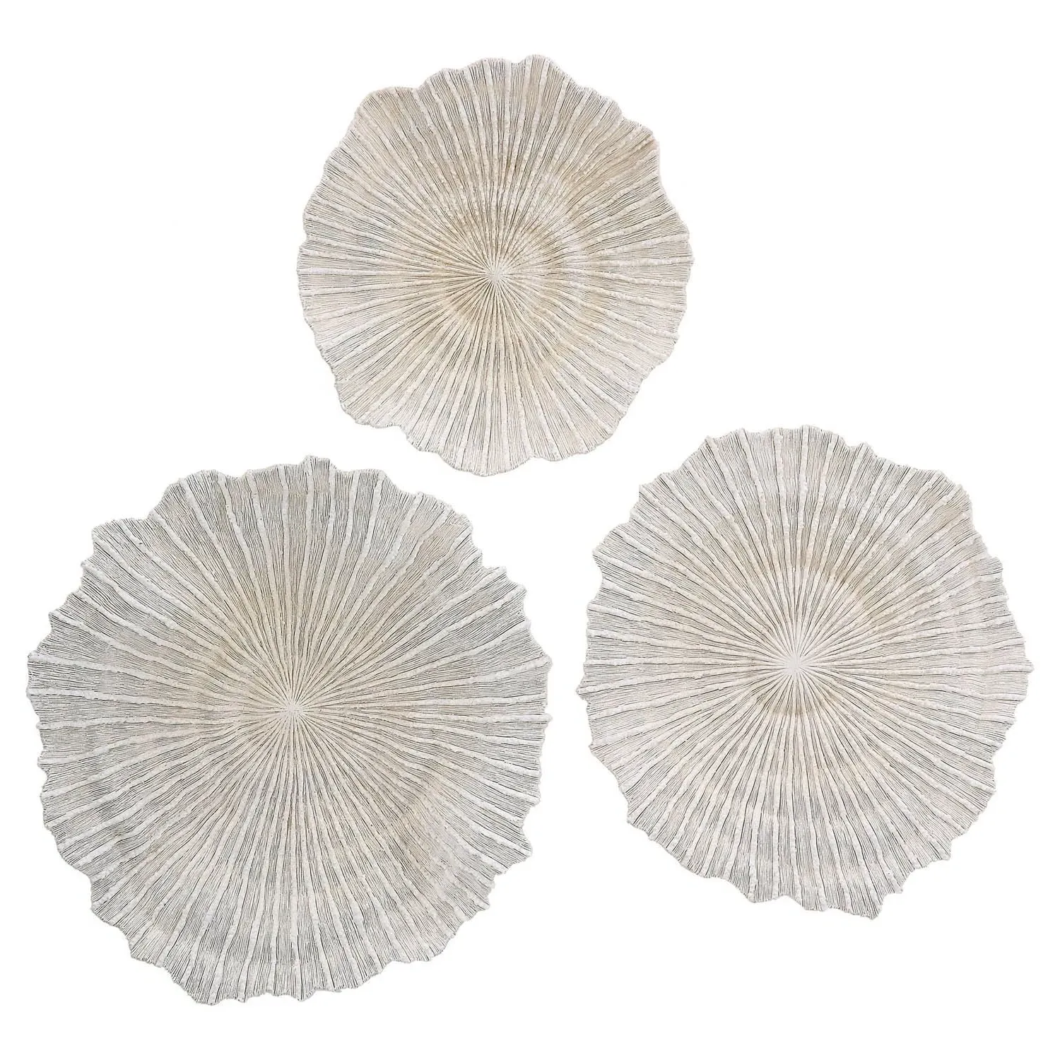 Kaelin Coral Textured Wall Decor Set of 3 - White