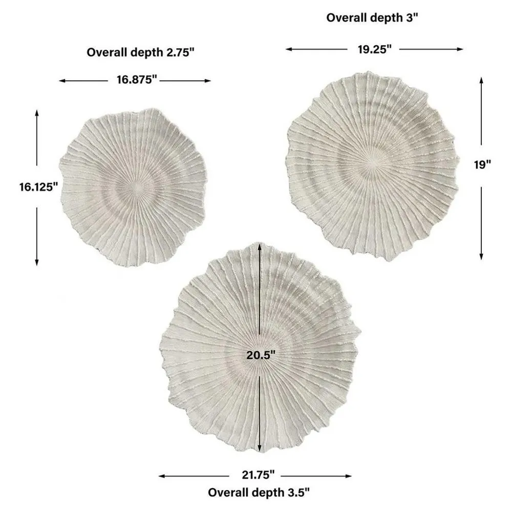 Kaelin Coral Textured Wall Decor Set of 3 - White