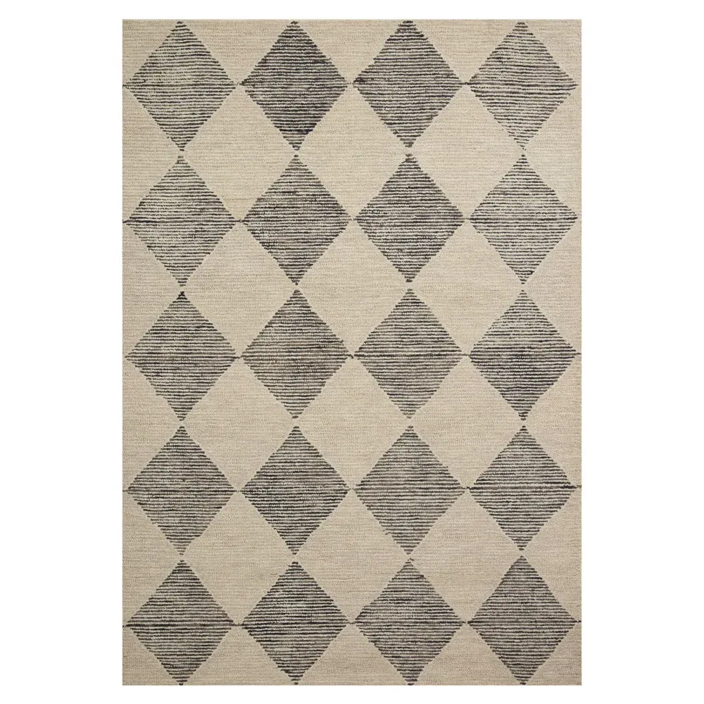 Kaelith Diamond Patterned Rug - Beige, Wool